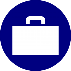 A White Color Suitcase Icon in a Blue Background