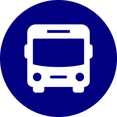 A White Color Bus Icon on a Blue Background